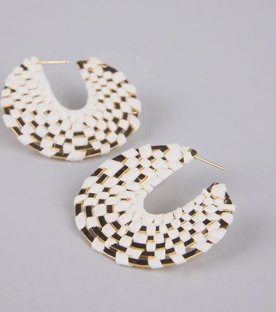 Sun Chaser Woven Raffia Hoop Earrings