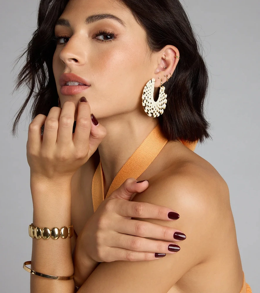 Sun Chaser Woven Raffia Hoop Earrings