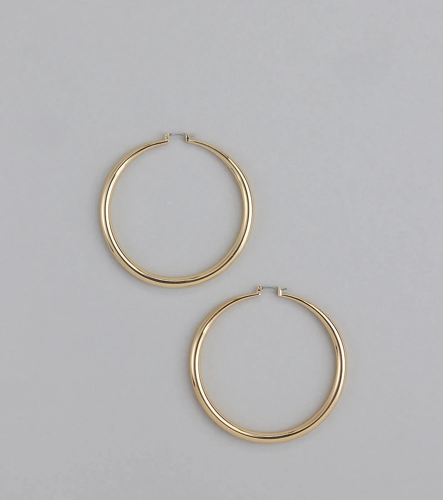 Sleek Glam Large Hollow Hoop Earrings