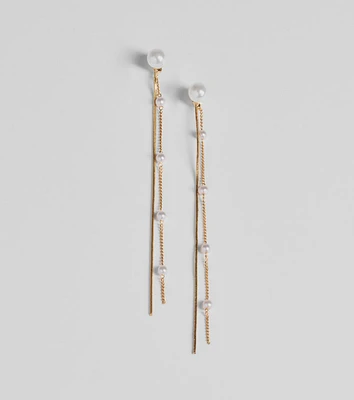 Effortless Glam Pearl Front-To-Back Linear Earrings