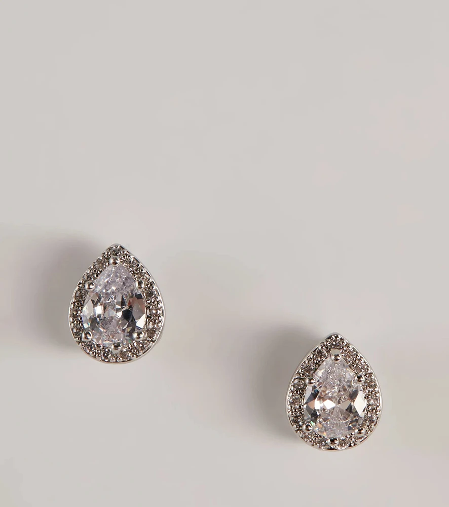 Found A Stud Teardrop Cubic Zirconia Earrings