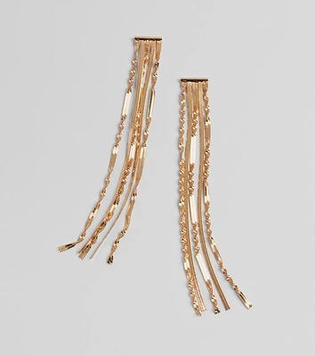 Edgy Glam Long Chain Fringe Earrings