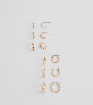 Trendy Radiance Six-Pack Hoop And Huggie Earrings