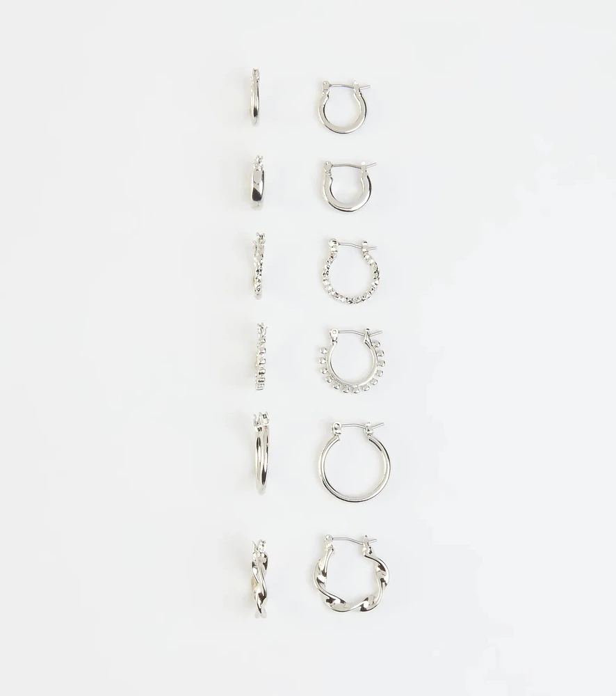 Charming Boldness Six-Pack Mini Hoop Earrings