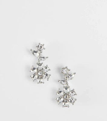 Dainty Glitz Rhinestone Flower Stud Earrings