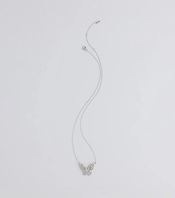 Dainty Beauty Rhinestone Butterfly Necklace
