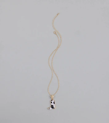 Southern Charm Faux Fur Cowboy Boot Necklace