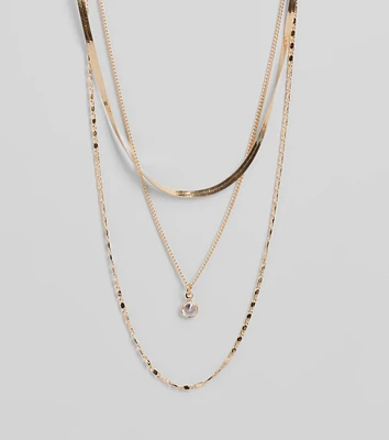 Covetable Layered Rhinestone Charm Necklace Set