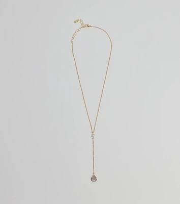Dainty Glam Rhinestone Chain Lariat Necklace