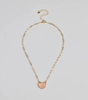 Pretty Aura Rose Quartz Heart Charm Necklace