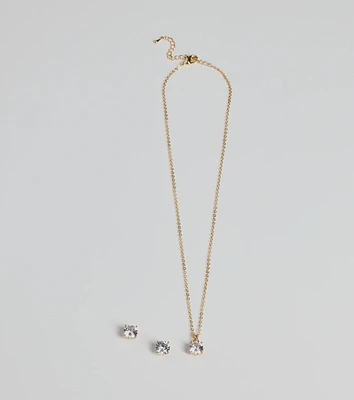 True Luxe Rhinestone Necklace And Earrings Set