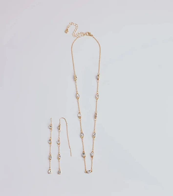 Delicate Ice Rhinestone Necklace And Earrings Set
