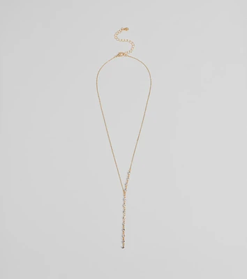 Dainty Sparkle Rhinestone Lariat Necklace