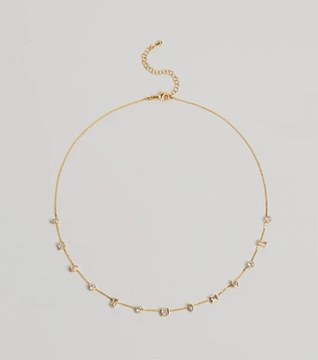 Dainty Chic Geometric Charm Rhinestone Necklace
