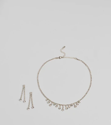 Gorgeously Glam Rhinestone Necklace And Earrings Set