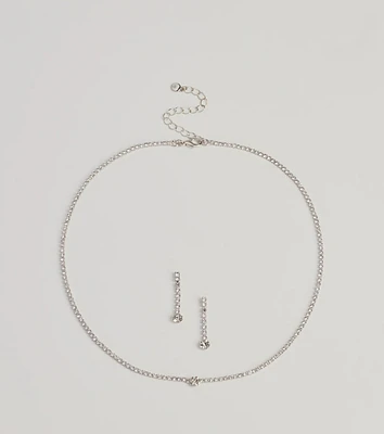 Finest Glam Rhinestone Necklace Set