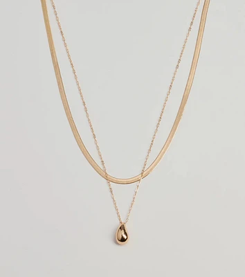Luxe Layered Teardrop Charm Necklace