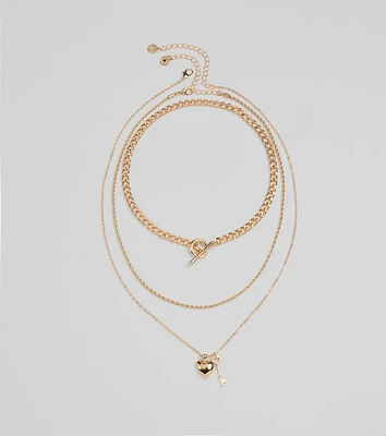 Endless Love Heart Charm Three-Pack Necklace