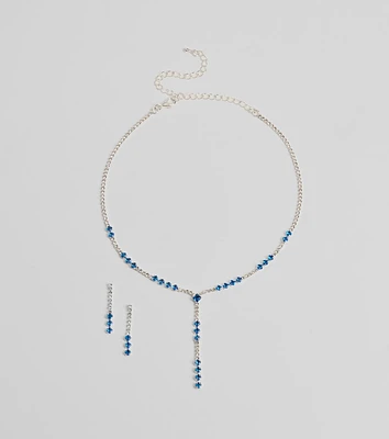 Luxe Glimmer Rhinestone Necklace And Earrings Set