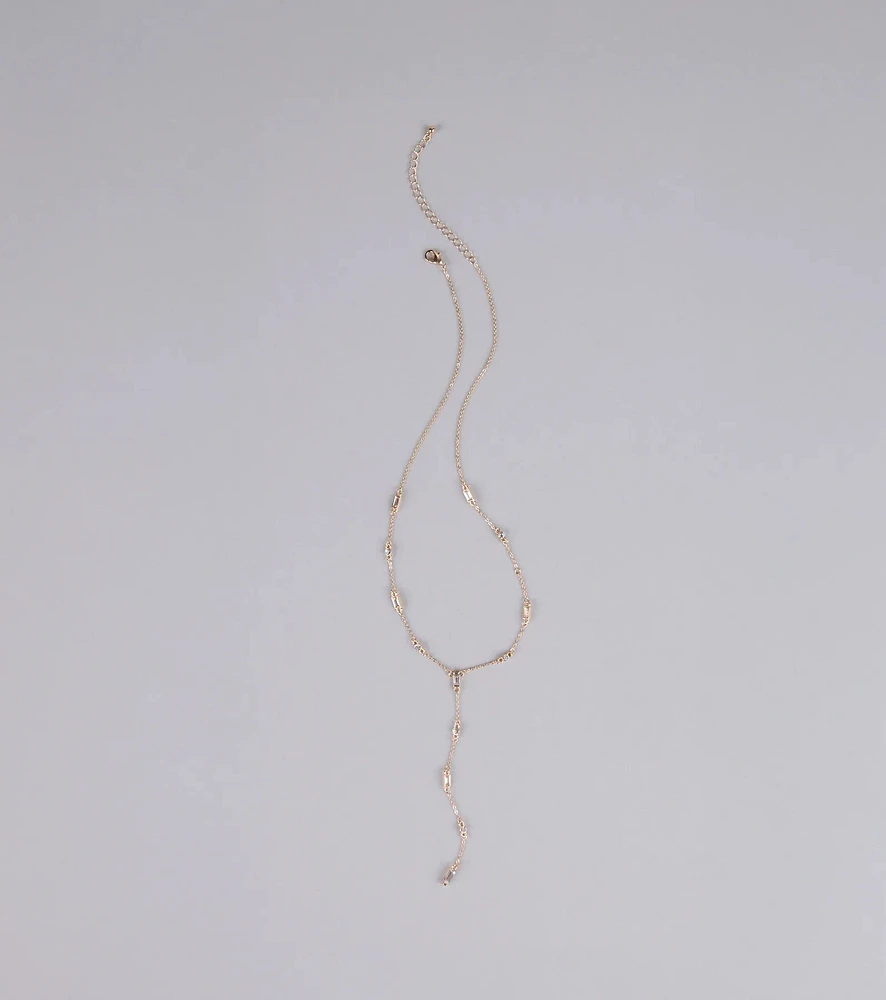 Best Version Of Me Rhinestone Lariat Necklace