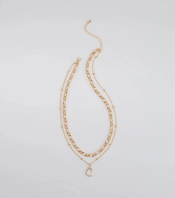 Glam Team Layered Rhinestone Charm Necklace