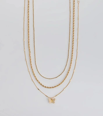 Wishing To Fly Butterfly Layered Necklace