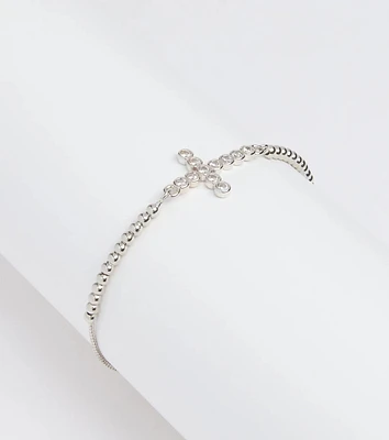 Chic Cubic Zirconia Cross Beaded Bracelet
