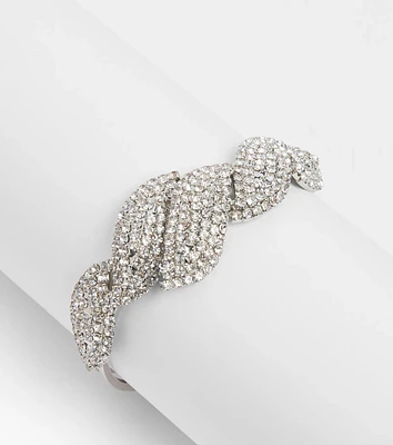 Elegantly Glam Rhinestone Braided Clasp Bracelet