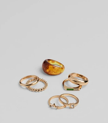 Ultimate Statement Multi Seven Pack Ring Set