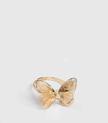 Whimsical Beauty Rhinestone Butterfly Ring