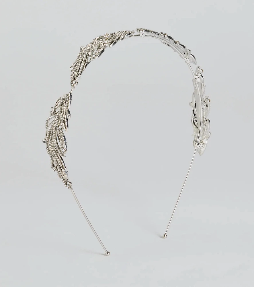 Statement Rhinestone Leaf Headband