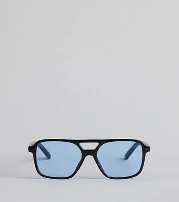 On The Go Babe Colored Aviator Square Sunglasses