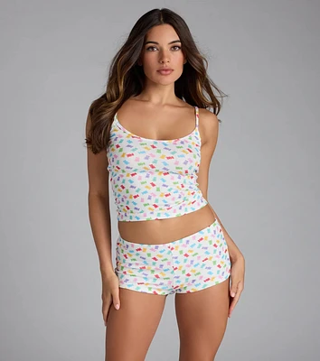 Sweet And Fruity Gummy Bear Print Pajama Tank Top