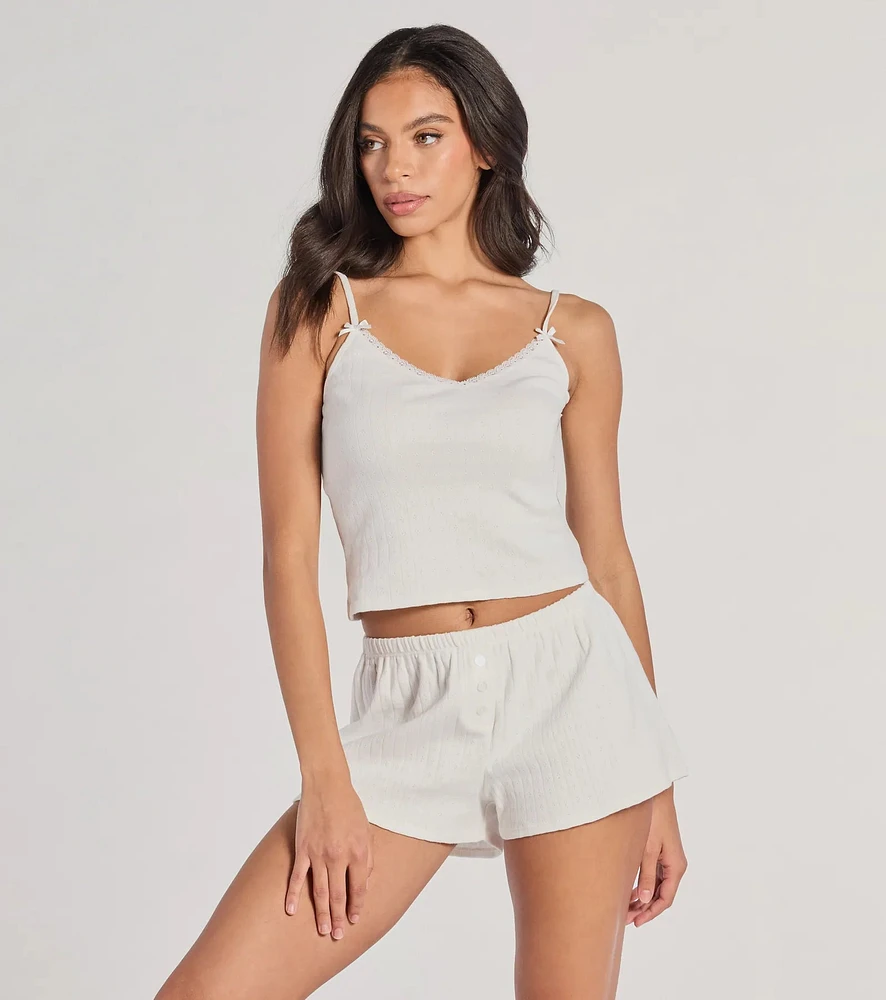 Sleeping High Rise Pointelle Pajama Shorts