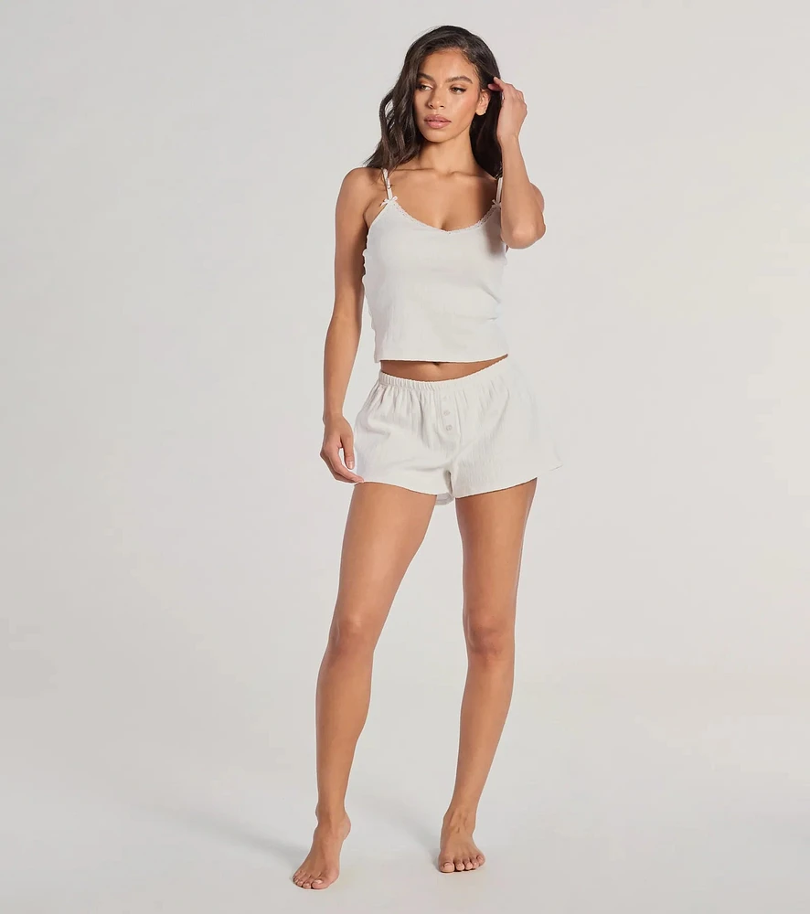 Sleeping High Rise Pointelle Pajama Shorts