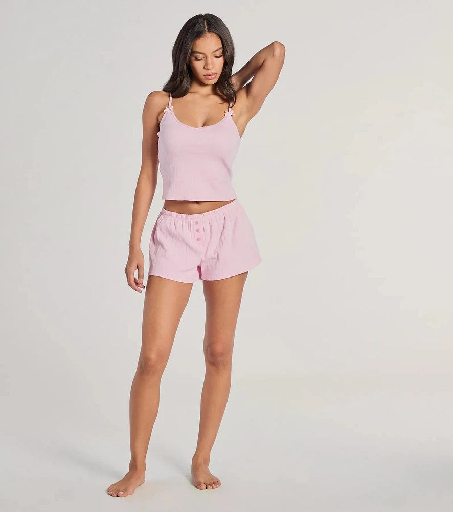 Sleeping High Rise Pointelle Pajama Shorts