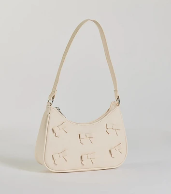Poised Cuteness Bow Saffiano Shoulder Bag