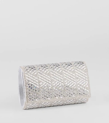 Glam Soiree Rhinestone Baguette Clutch