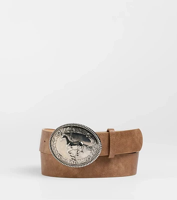 Cowgirl Era Horse Buckle Faux Leather Belt