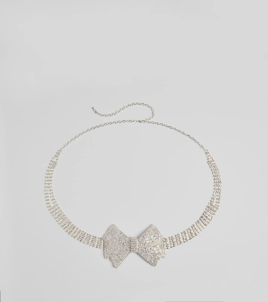 Sealed In Luxe Rhinestone Bow Belt
