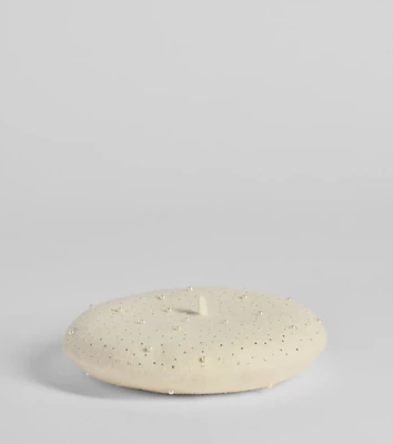 Glitzy Glam Rhinestone And Faux Pearl Beret