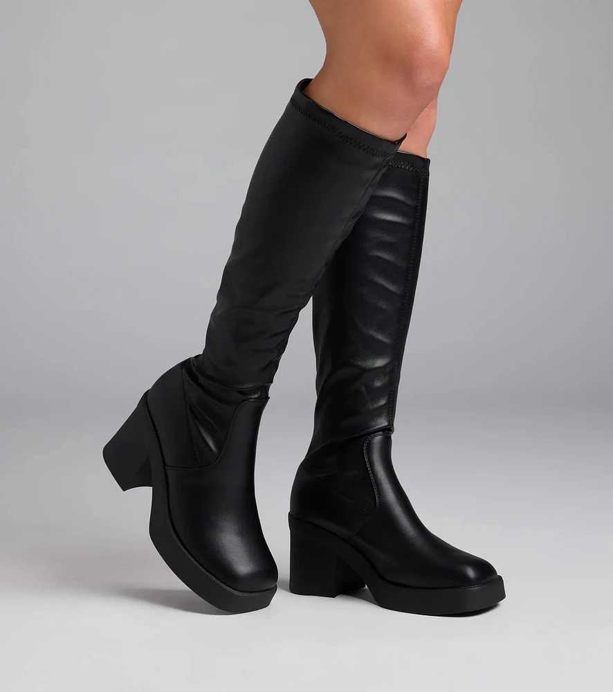 Step Out Platform Block Heel Boots