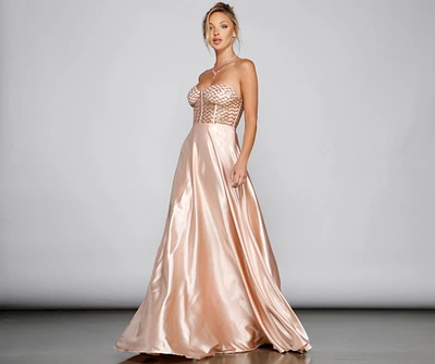 Betsy Sweetheart Sequin Corset A-Line Formal Dress