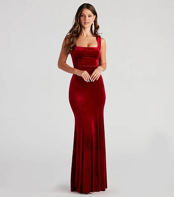 Tori Formal Sleeveless Velvet Mermaid Dress