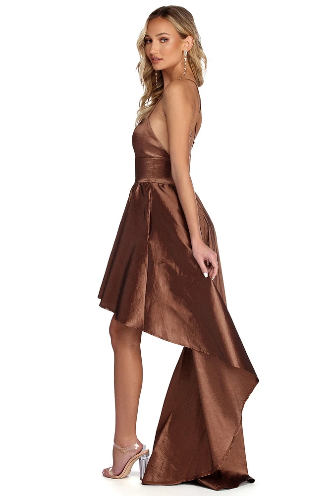 Farrah High Low Taffeta Dress