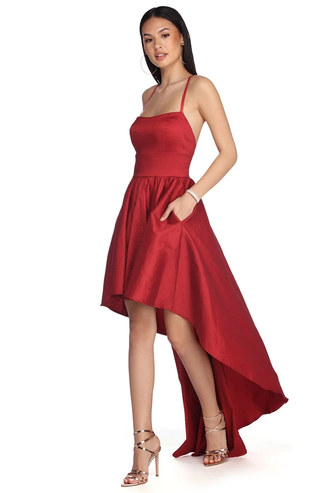 Farrah High Low Taffeta Dress