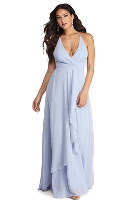 Val Formal Wrap Chiffon Dress