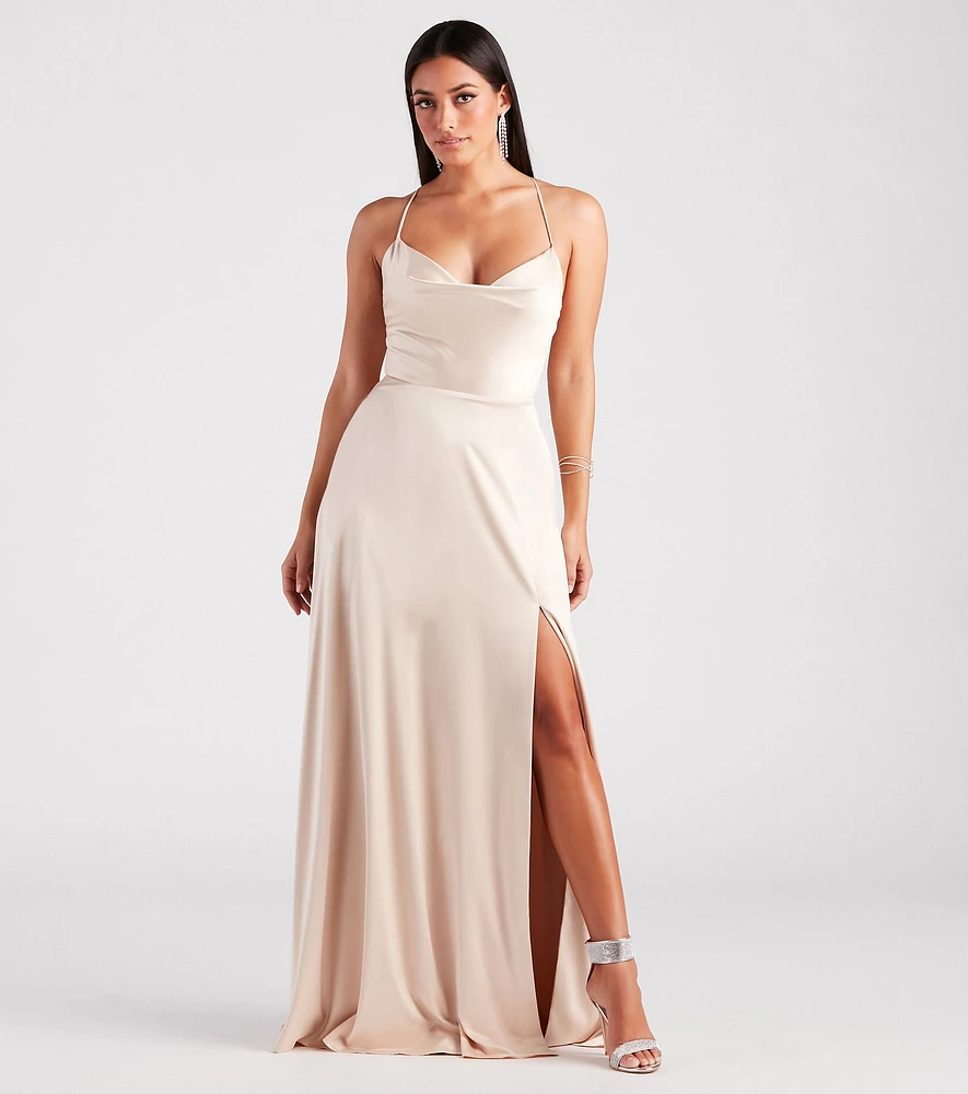 Allura Formal Satin A-Line Dress