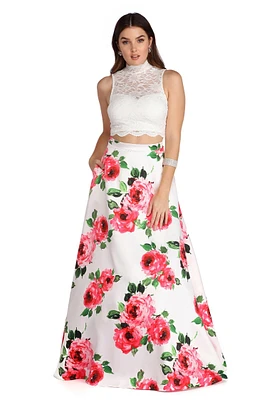 Amalia Floral Two Piece Gown