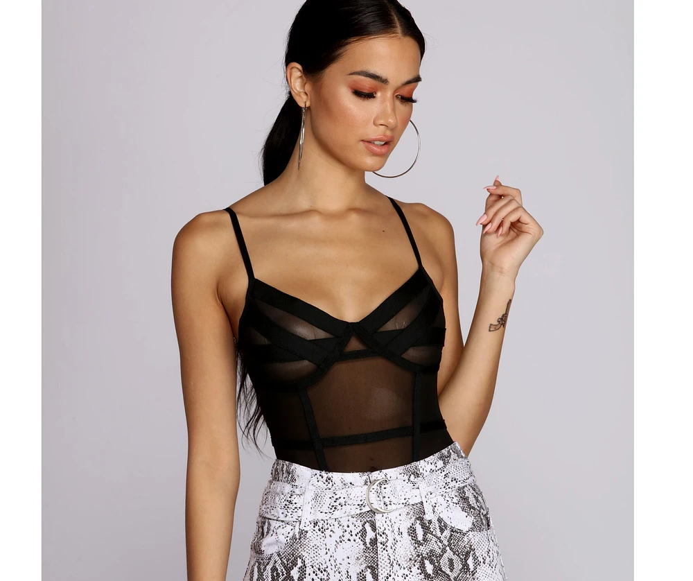 With The Bandage Mesh Bodysuit